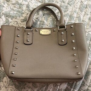 Michael Kors Studded Beige Satchel